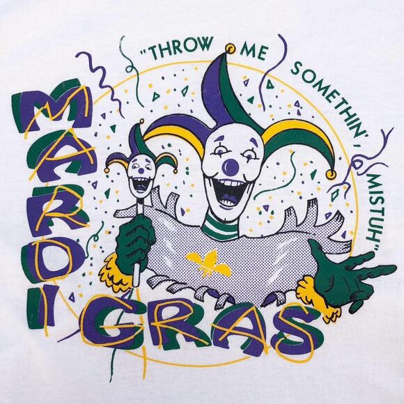 Mardi Gras graphic crewneck tshirt 90s 1990s vintage - Picture 2 of 4